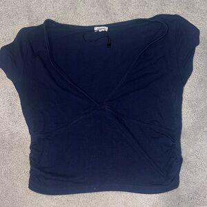 garage size small navy v neck tee shirt top